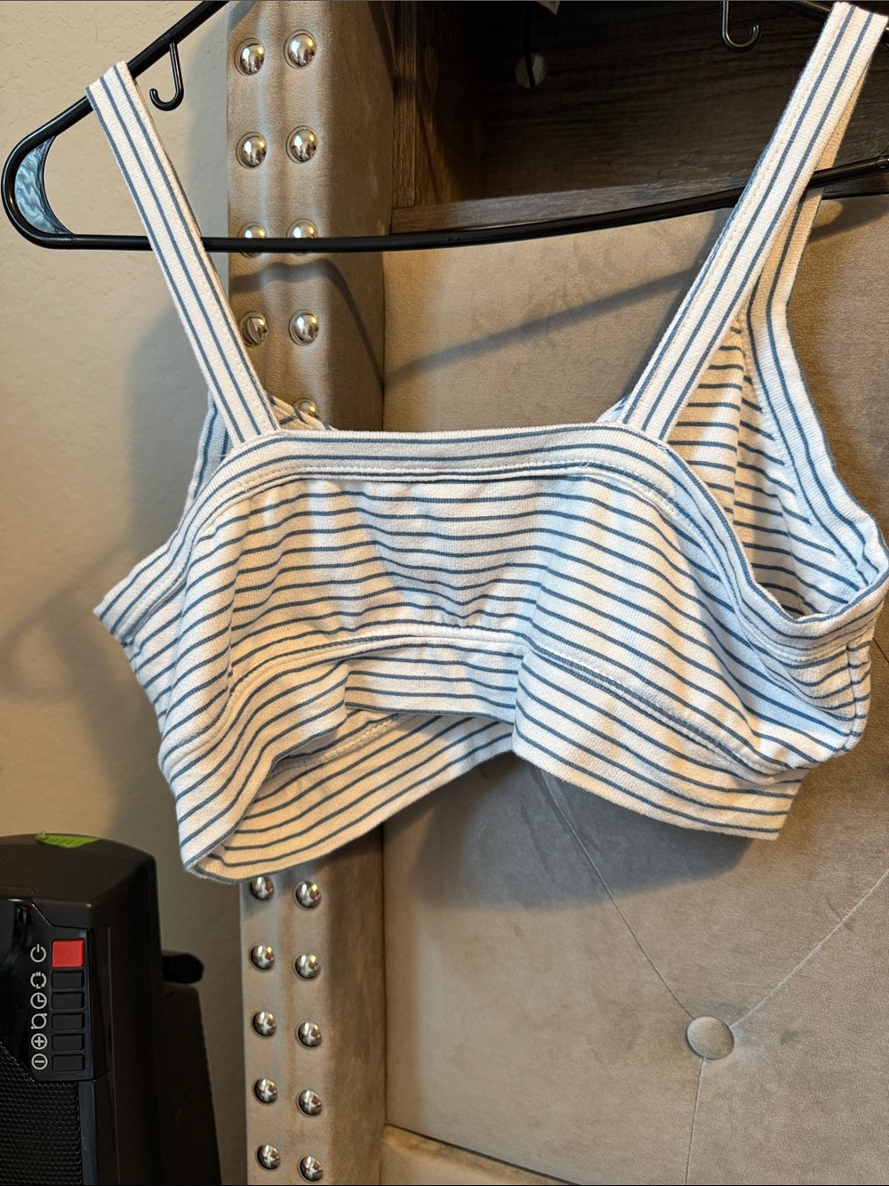 Striped Cotton Lounge Bralette - White & Blue - Picture 3 of 3